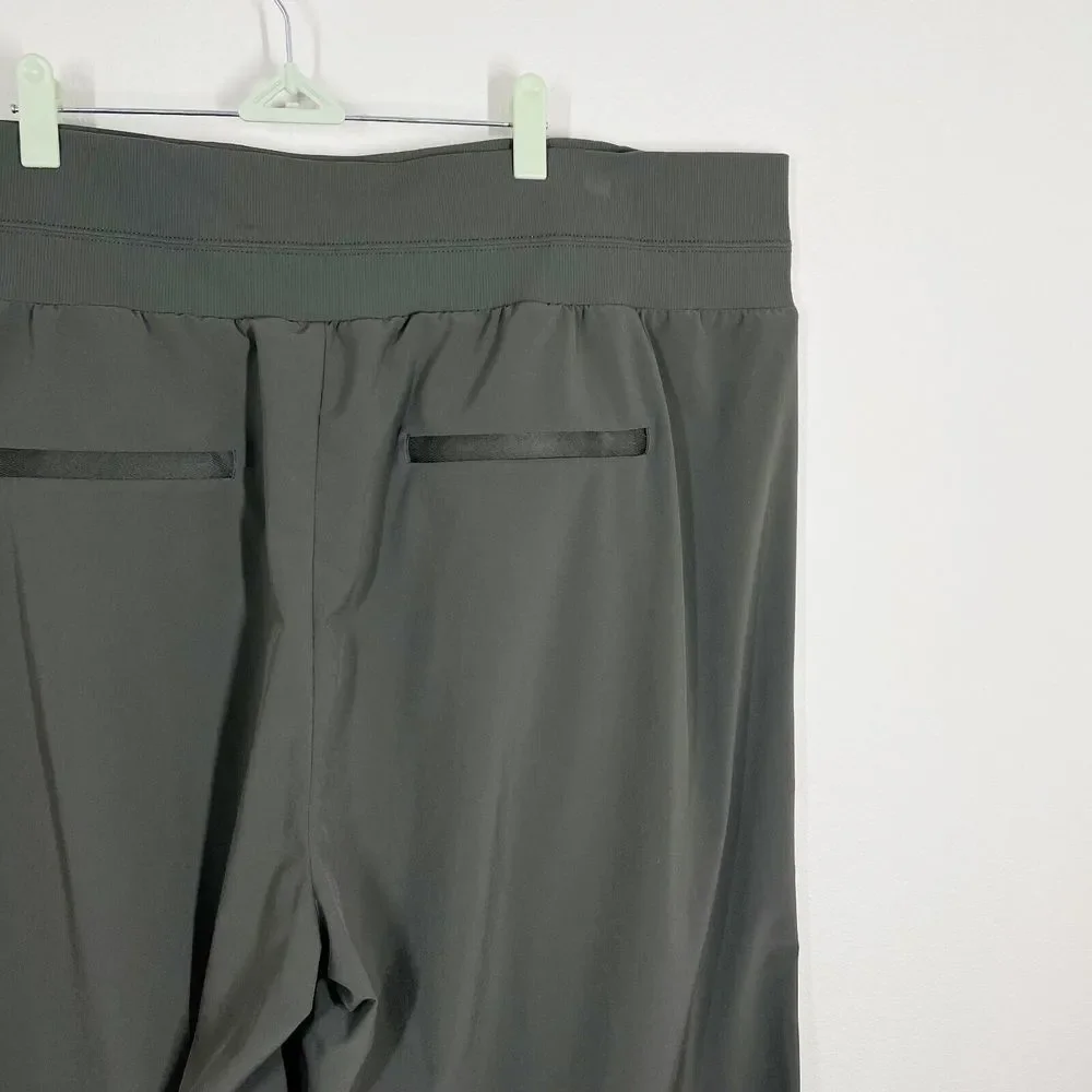 Athleta Nolita Wide Leg Pants Womens‎ Plus Size 26 Green Gray Pockets Seamed
